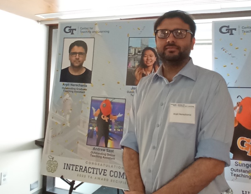 Arpit Narechania recognized as Outstanding Graduate Teaching Assistant at Georgia Tech