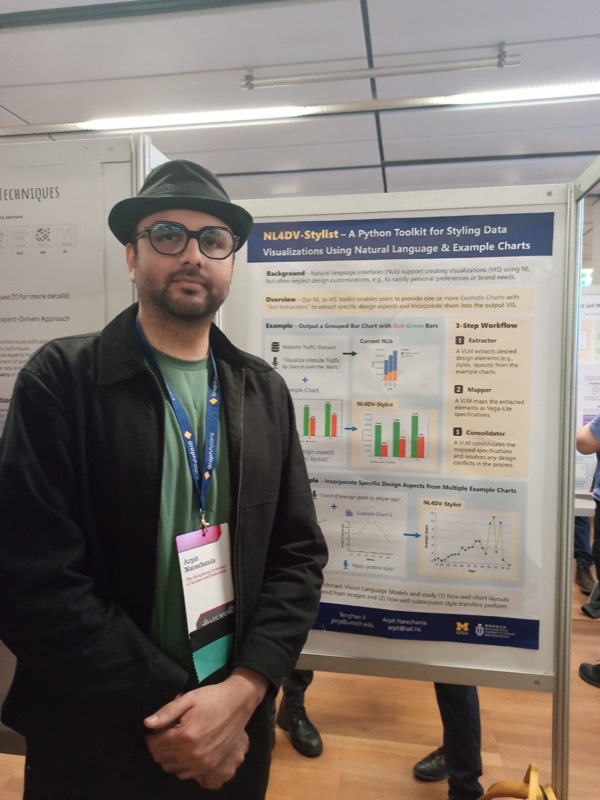 Arpit Narechania presenting NL4DV Stylist at IEEE VIS 2025 in Vienna
